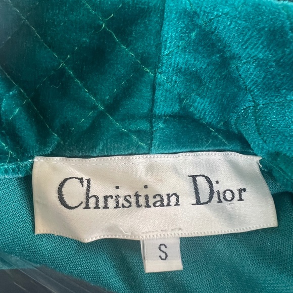 Christian Dior Vintage Bath Robe Teal with Gold trim & details SZ S - Picture 7 of 7